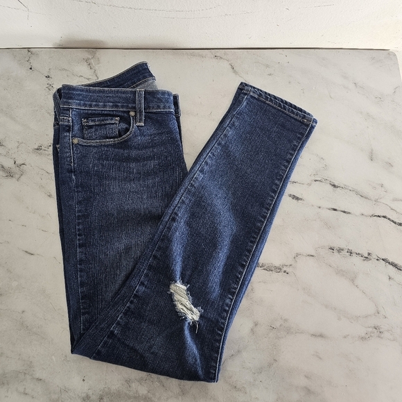 Paige Kylie Crop Blue Mid Rise Distressed Jeans 29 Preowned - Picture 4 of 8